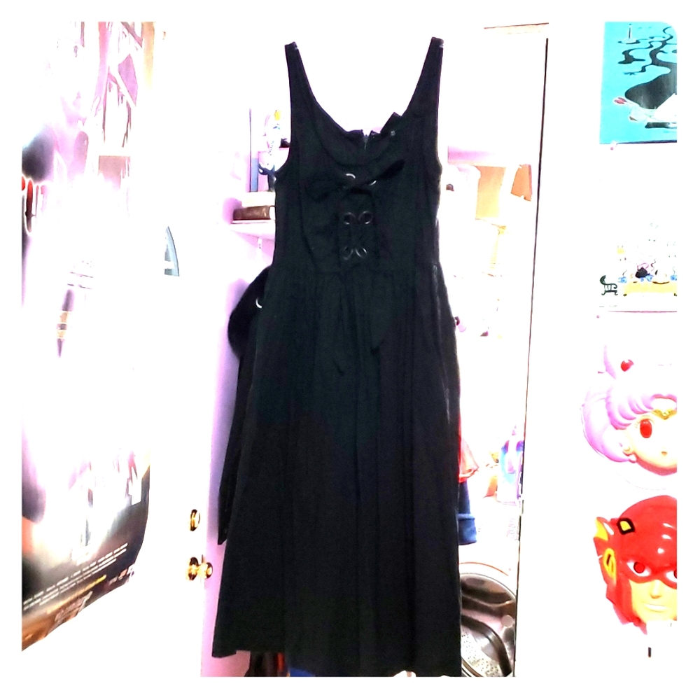 Black grommet goth dress